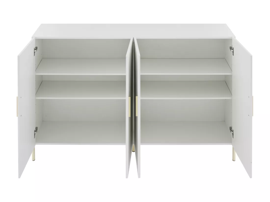Buffet 160x35x100cm - 4 portes - en panneaux de particules - Blanc