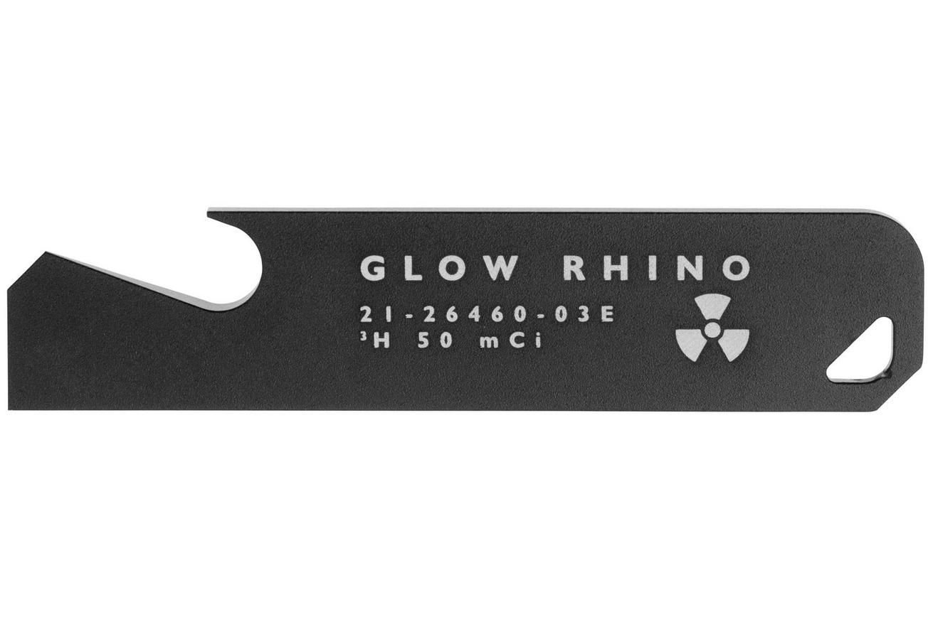 Glow Rhino Pry Bar PRY-201-AL-Z-XG Black Anodized Aluminum Green Tritium