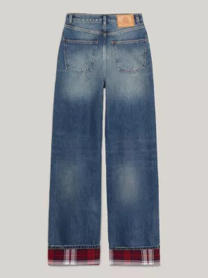 Calça jeans Crest Relaxed Tartan com barra dobrada
