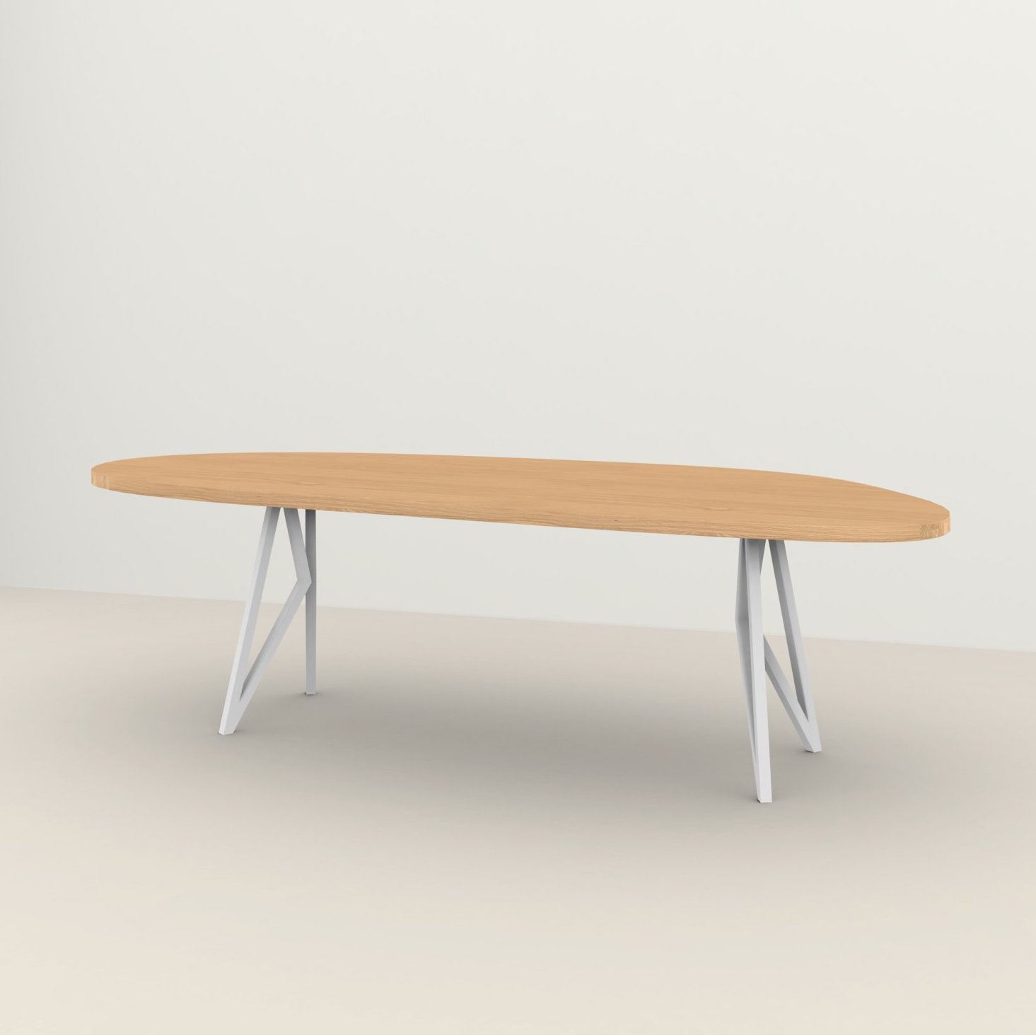Studio HENK tafel Butterfly Blob - wit frame, hardwax light 3041 200 x 100 | HWO NL 3041 | Rechte Rand | Frame Wit