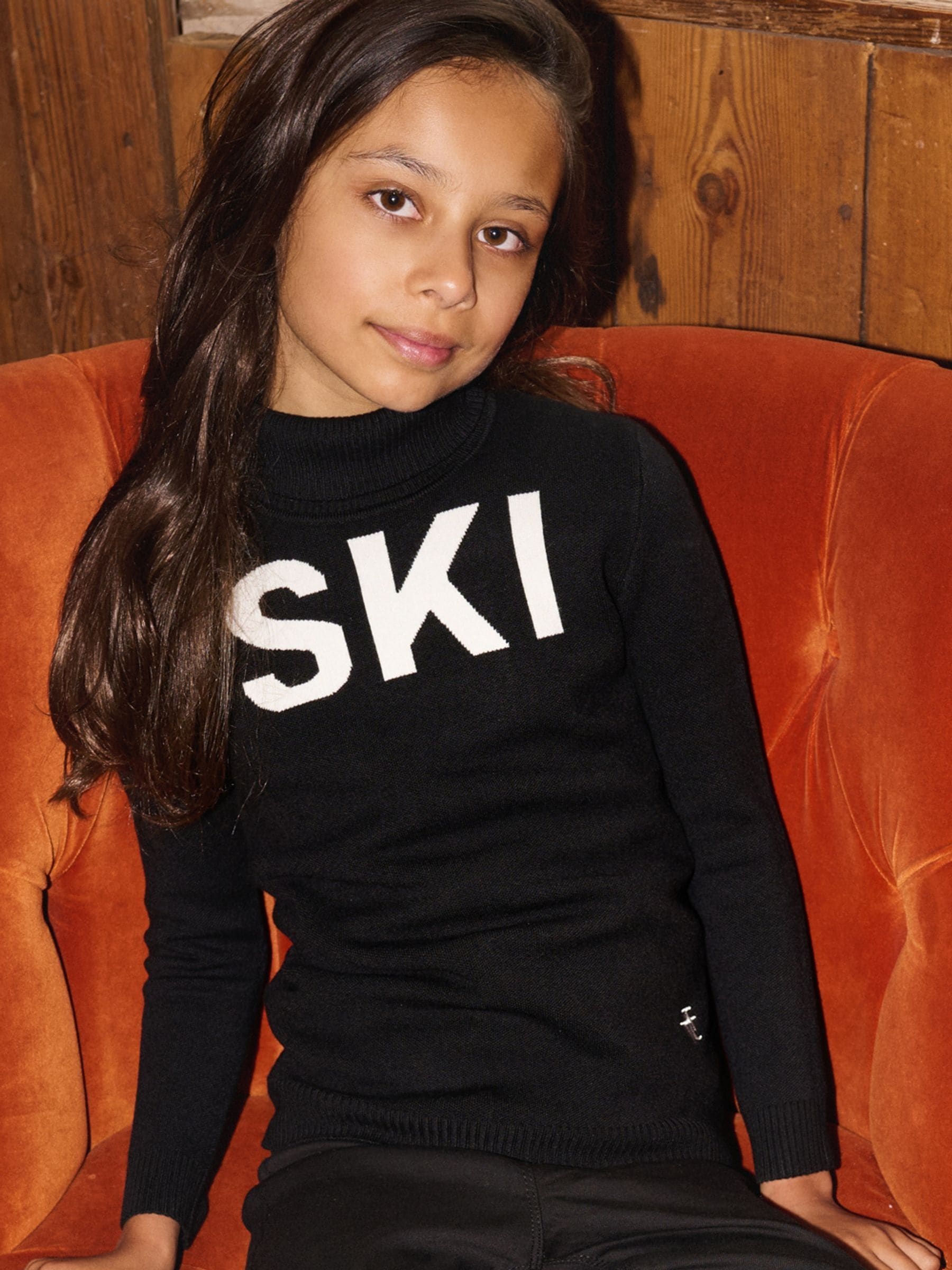 Zwart - The Little Tailor Kids Ski Text Christmas Jumper