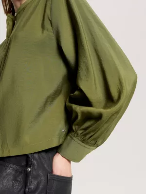 Camisa cropped texturizada sem gola
