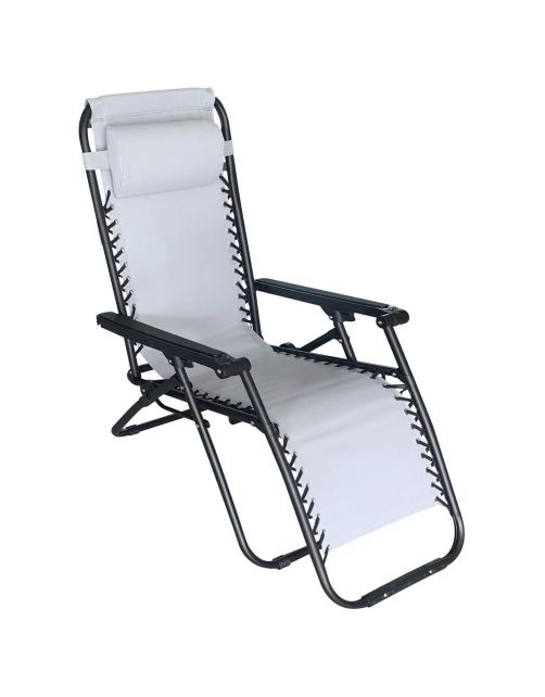 Bestgarden Camping Lounge Stoel - Tuinmeubelen - 172x66x108 cm Grijs