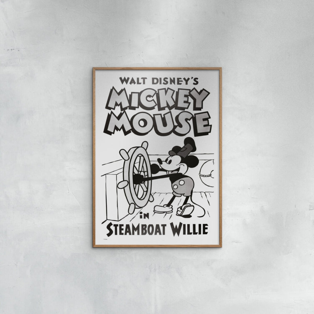 Køb Poster & Frame Disney - Mickey In Steamboat Willie