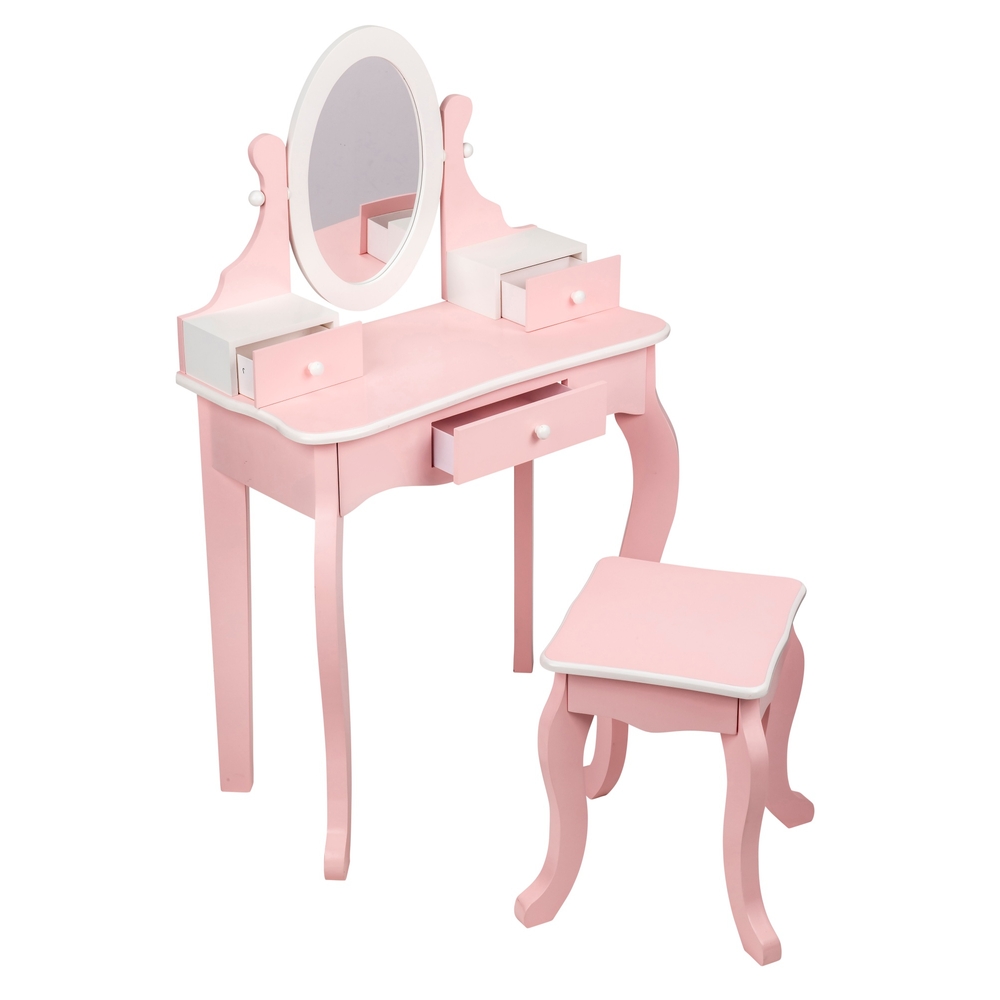 Kinderschminktisch aus Holz mit Hocker