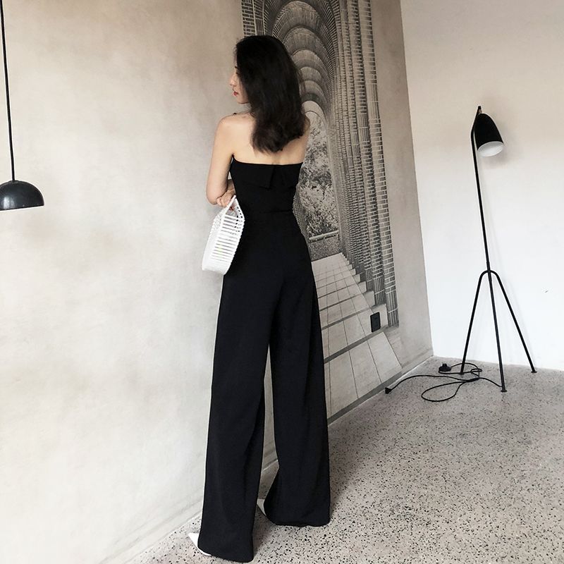 Godeko - Strapless jumpsuit met wijde pijpen