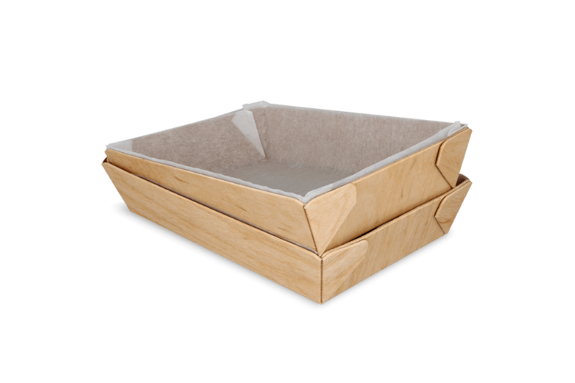 Houten snackbakje 144x100x35mm