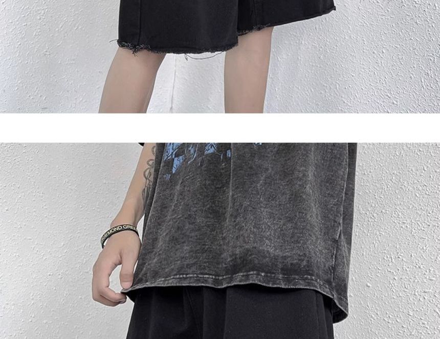 Diphon - Denim shorts met hoge taille en wijde pijpen