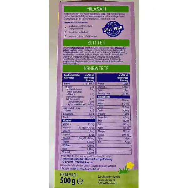 Folgemilch 3 ab dem 10. Monat