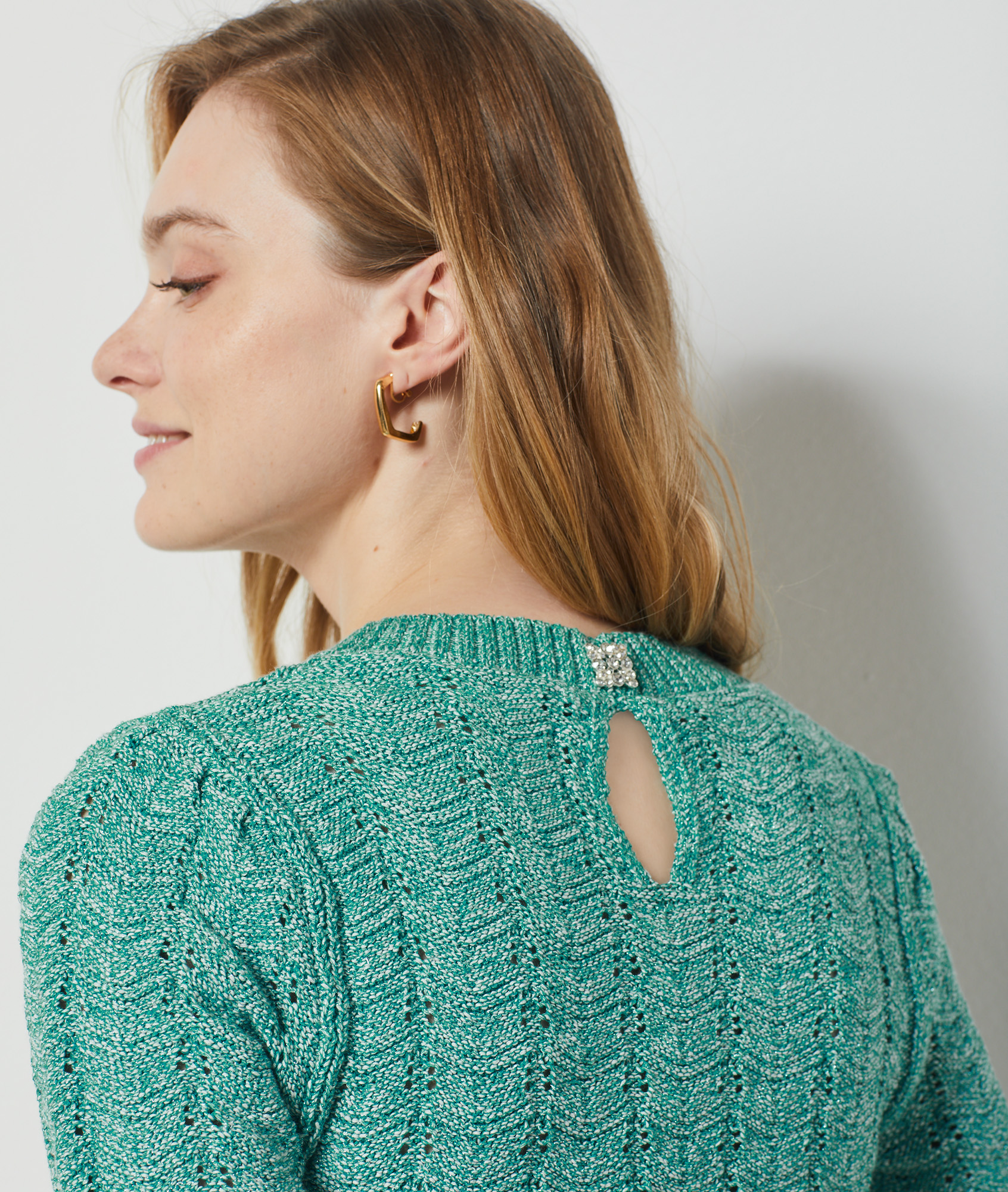 Pull en maille manches courtes