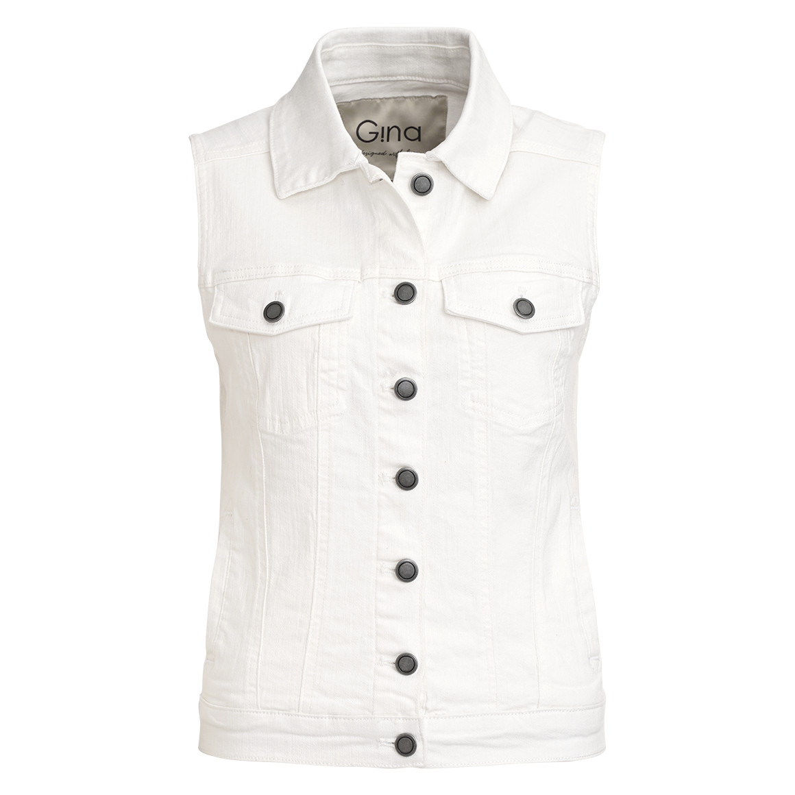 Gina Damen Jeansweste mit vier Taschen weiss