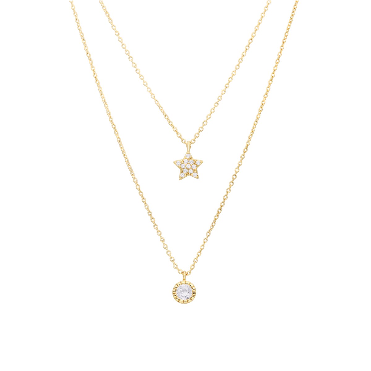 Collier Doré étoile Et Rond Serti