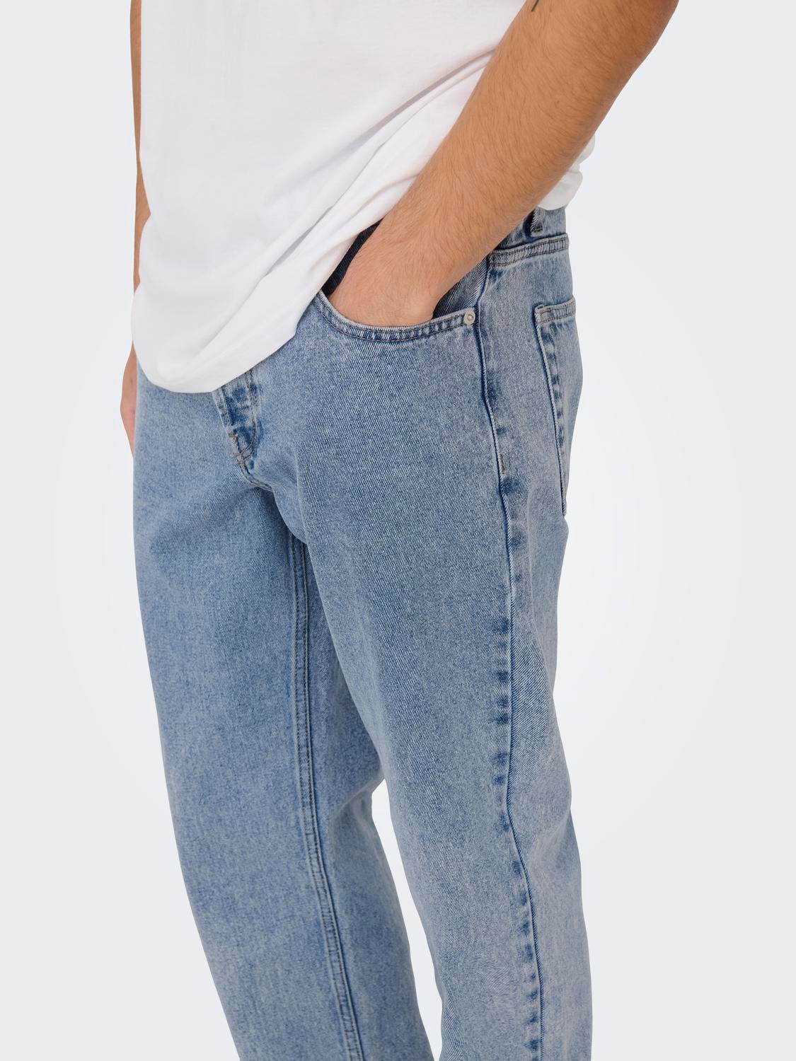 ONSEDGE Mittlere Taille Gerade geschnitten Jeans Light Blue Denim