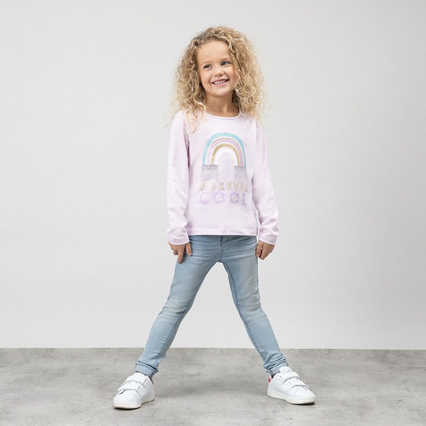 T-shirt manches longues en coton pour fille à print fantaisie - Lilas