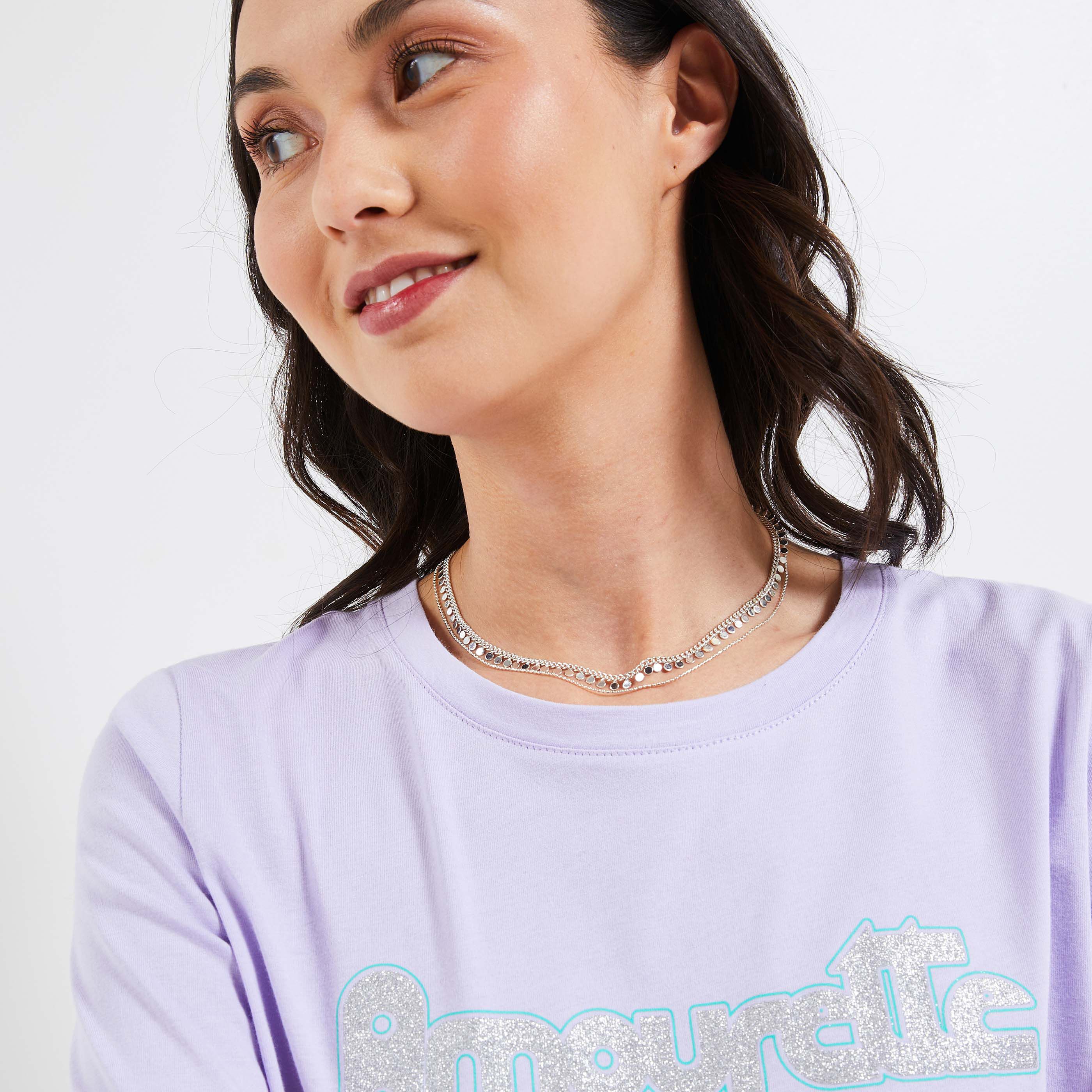 T-shirt col rond femme - VIOLET CLAIR