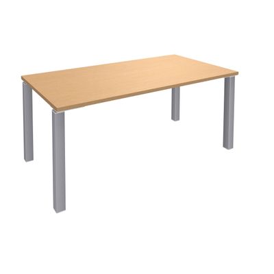 Bureau droit EXPRIM - L160 cm - Plateau imitation Hêtre - Pieds alu