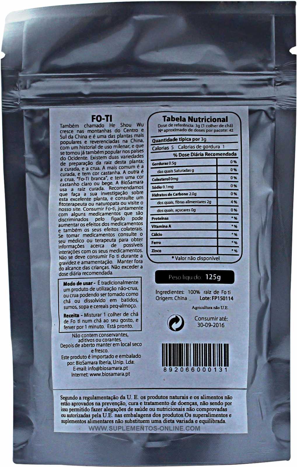 Pó de Raiz Biosamara Fo-ti 125g