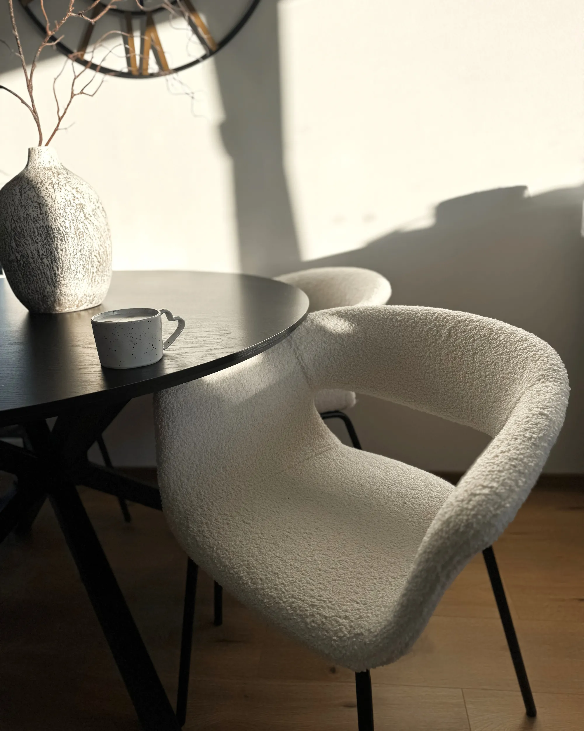 Set van 2 eetkamerstoelen ELMA Bouclé Gebroken wit