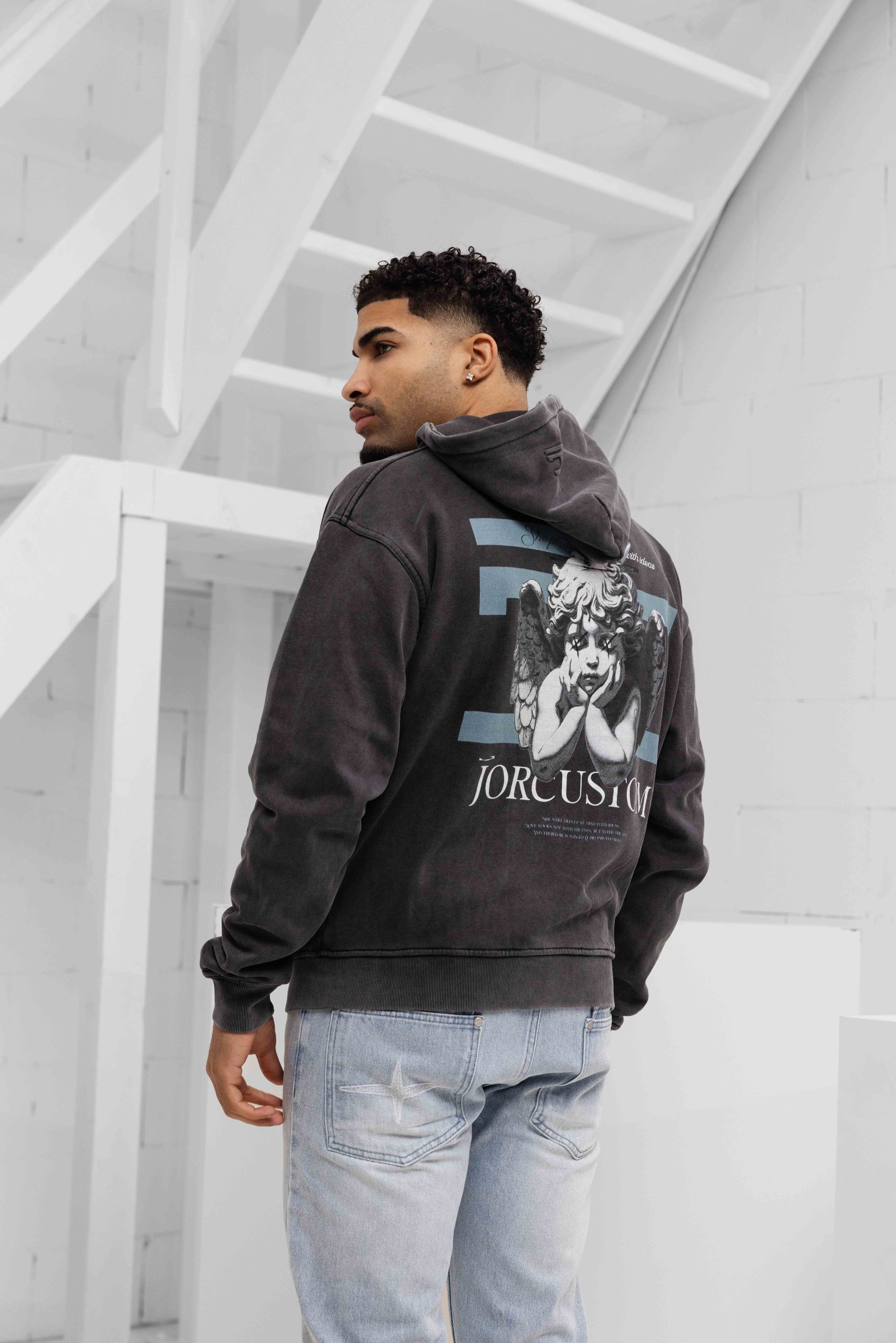 Jorcustom Fleece Angel 2.0 Zipped Hoodie Heren Donkergrijs