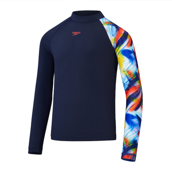 Speedo Boys Digital Long Sleeve Rash Top Badeanzug True Navy Kinder