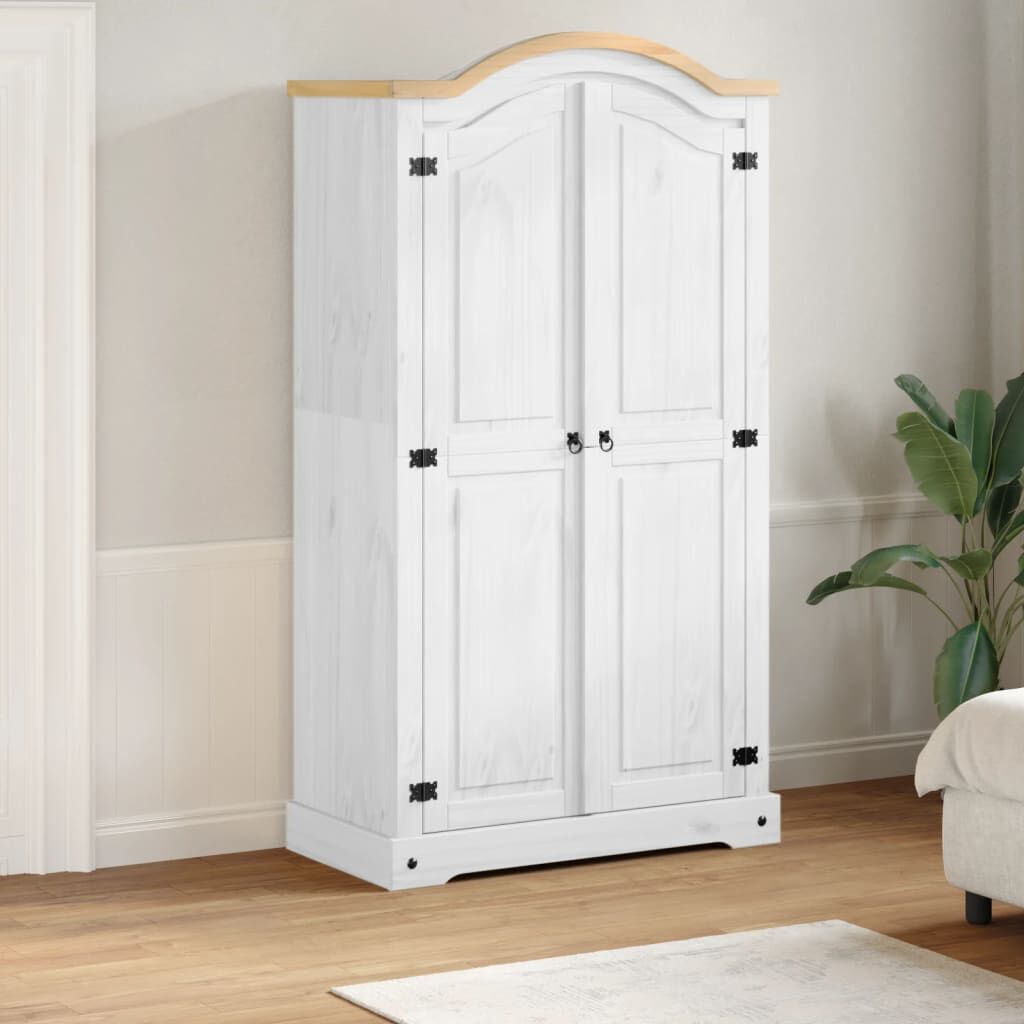 vidaXL Corona Kledingkast Wit 102x52x186 cm Massief grenenhout