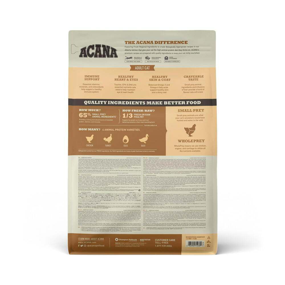Acana Homestead Harvest Cat - Kattenvoer - 1.8 Kilogram - kalkoen, kip