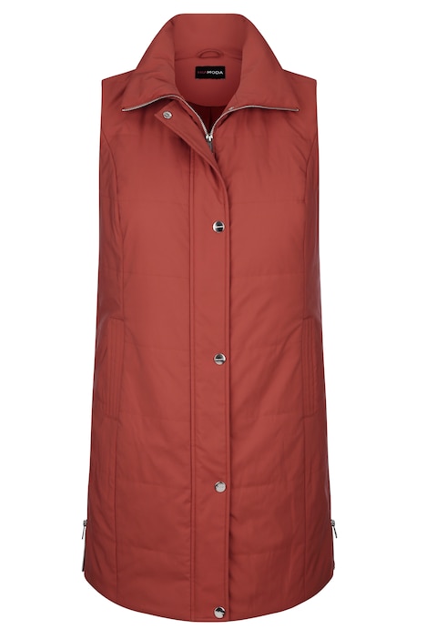 Long-Steppweste, Stehkragen, Zipper