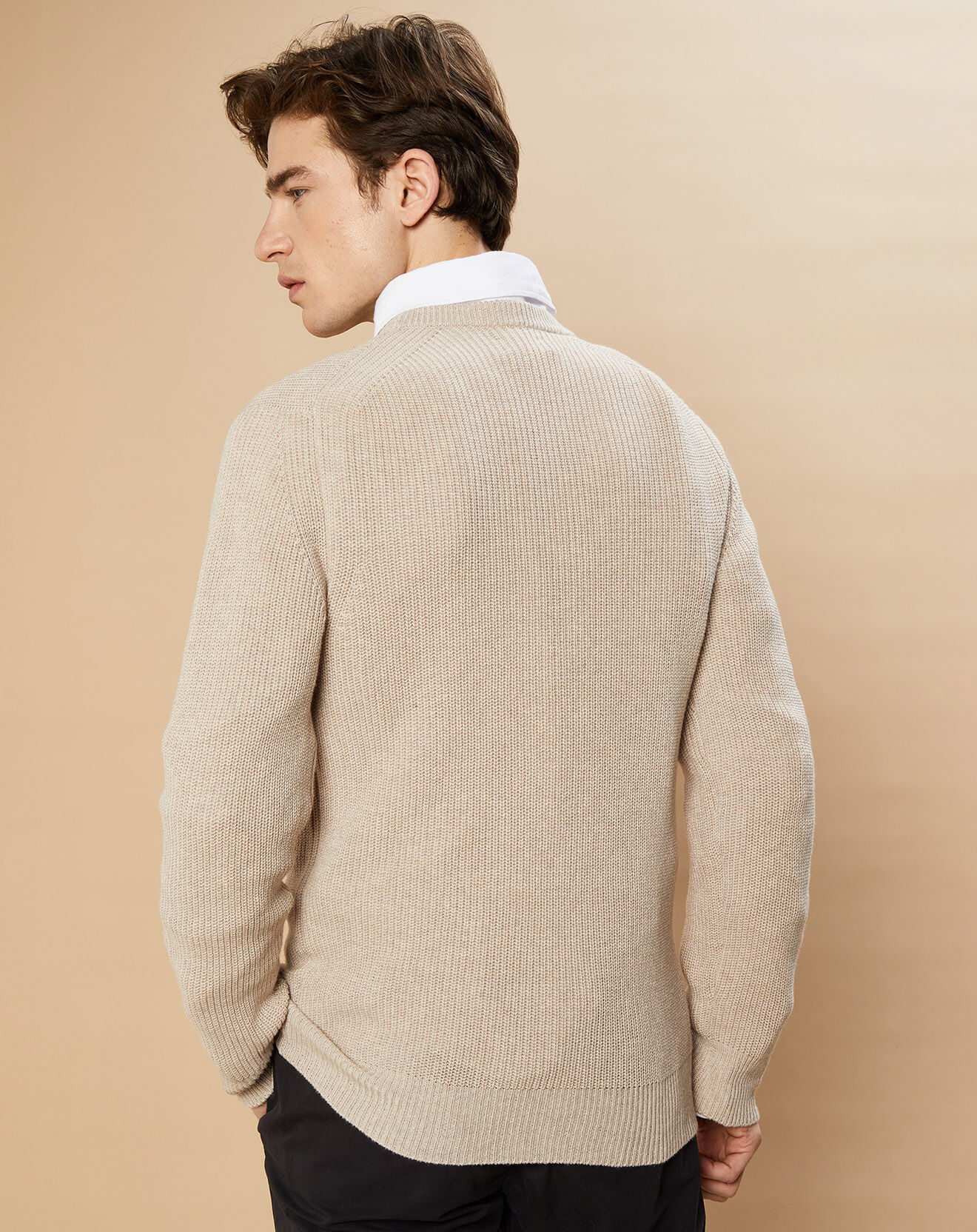 Hartford Pull en Coton & Cachemire Rib Crew natural