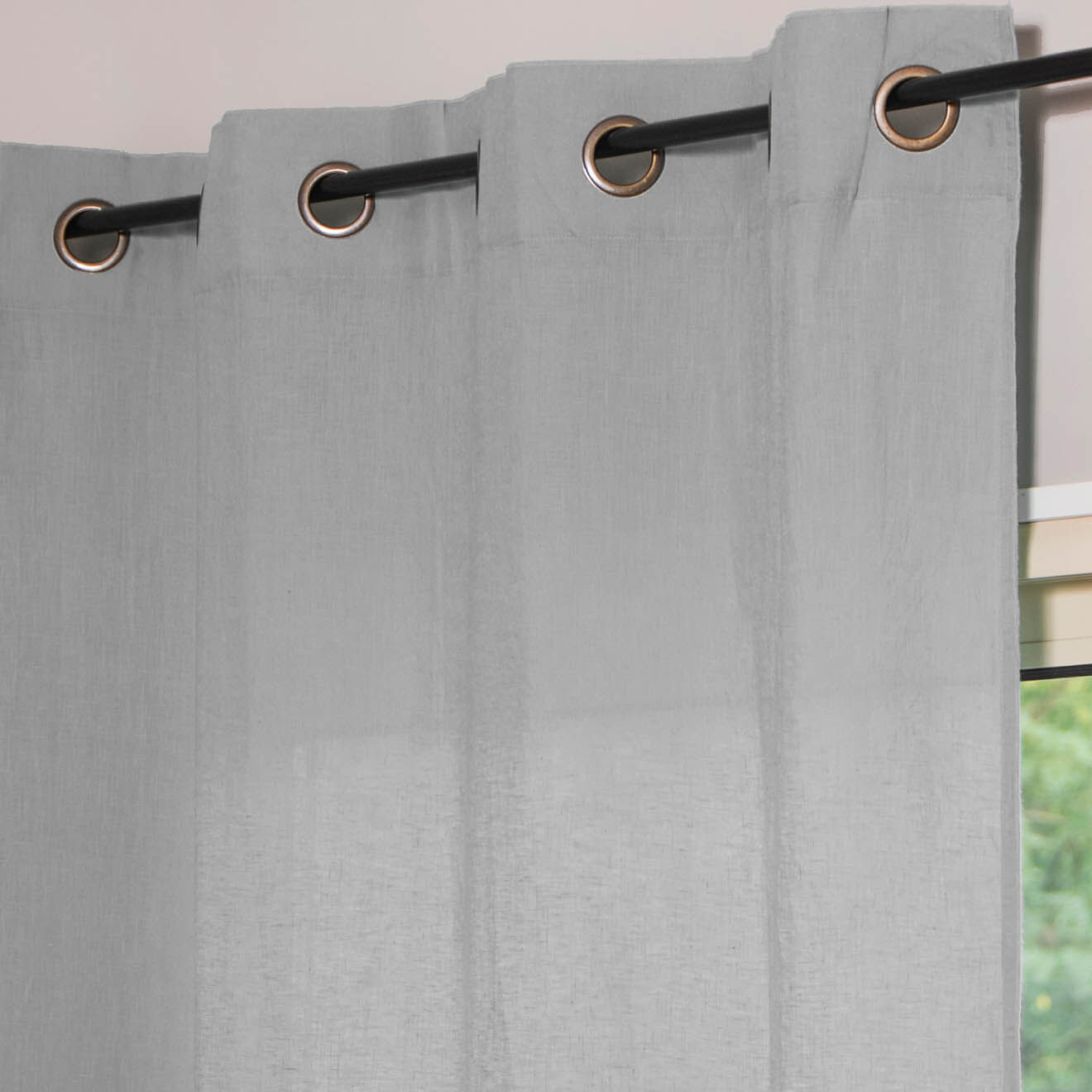 Febronie Home Rideau à oeillets 100% Lin Hortense gris perle - 140x290 cm