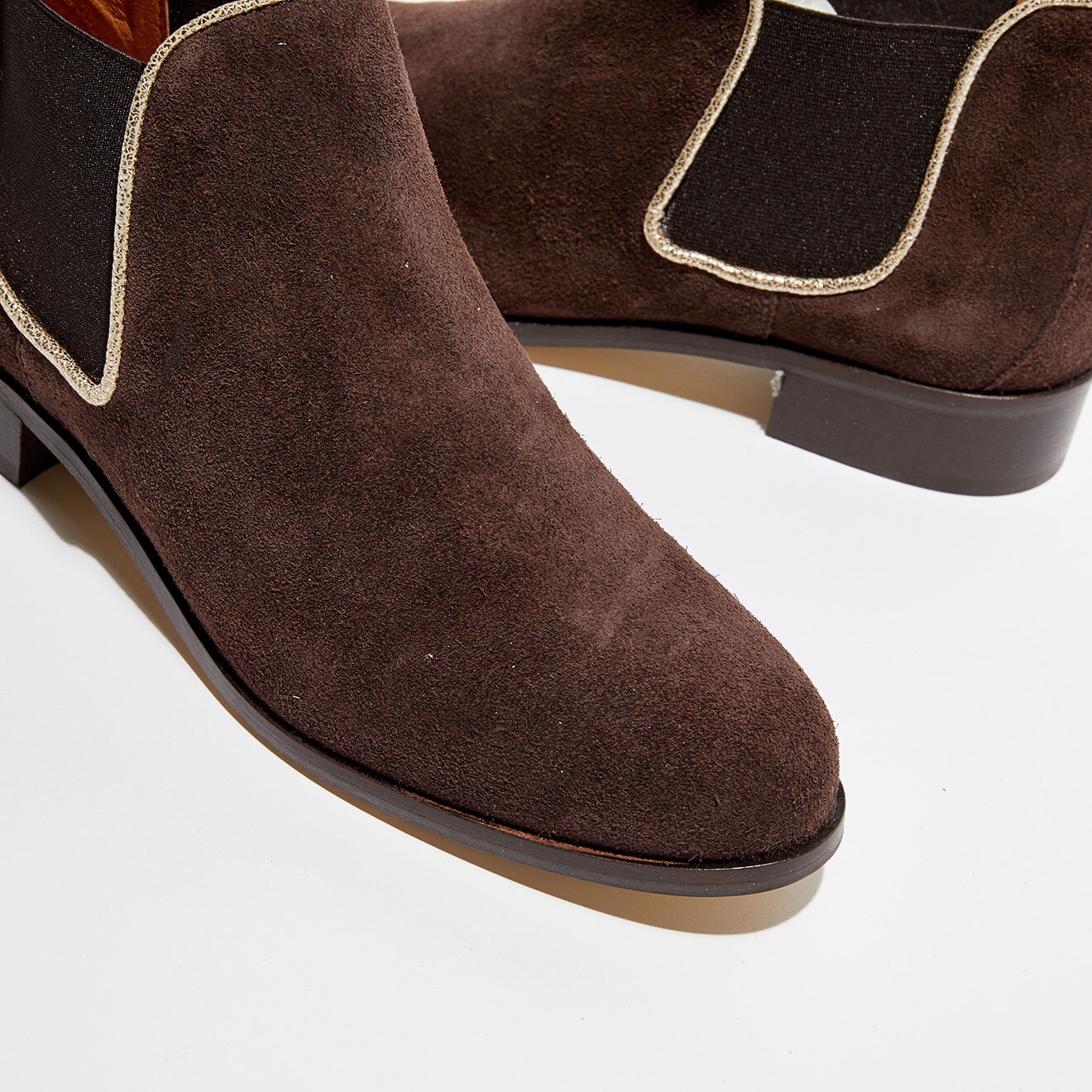 Anaki Chelsea Boots en Velours de Cuir chocolat