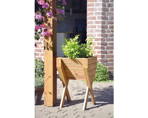 Verhoogd tuinbed op palen, inclusief beplantingsfolie, 39 x 40 x 61 cm, bruin