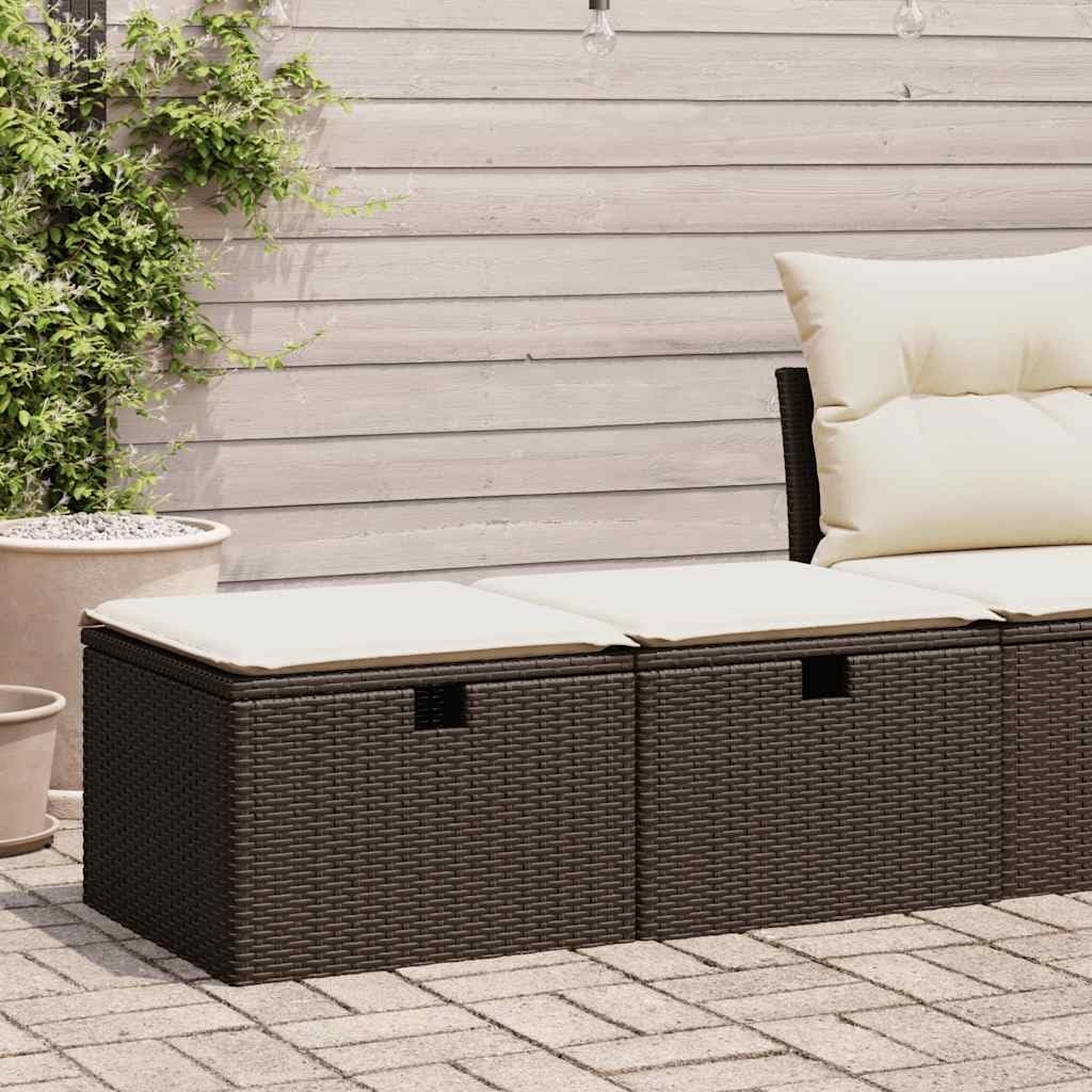 2-TLG. Garten-Sofagarnitur mit Kissen Braun Poly Rattan Akazie Gartenmöbel Set, Outdoor Balkonset Terrassenmöbel, Gartenlounge Sitzgruppe für Terrasse, Balkon, Garten -D