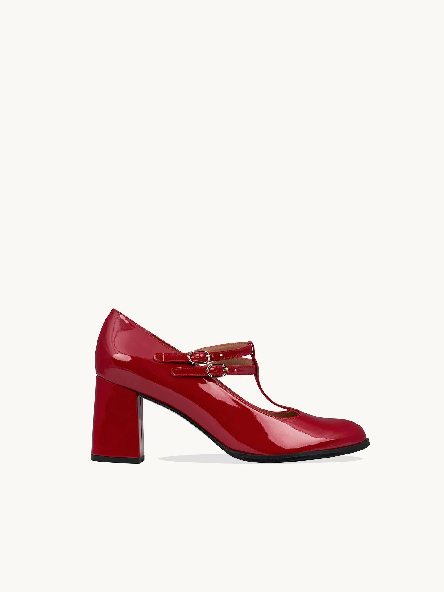 REY RED - Babies salomés à talon en cuir verni | Rouge