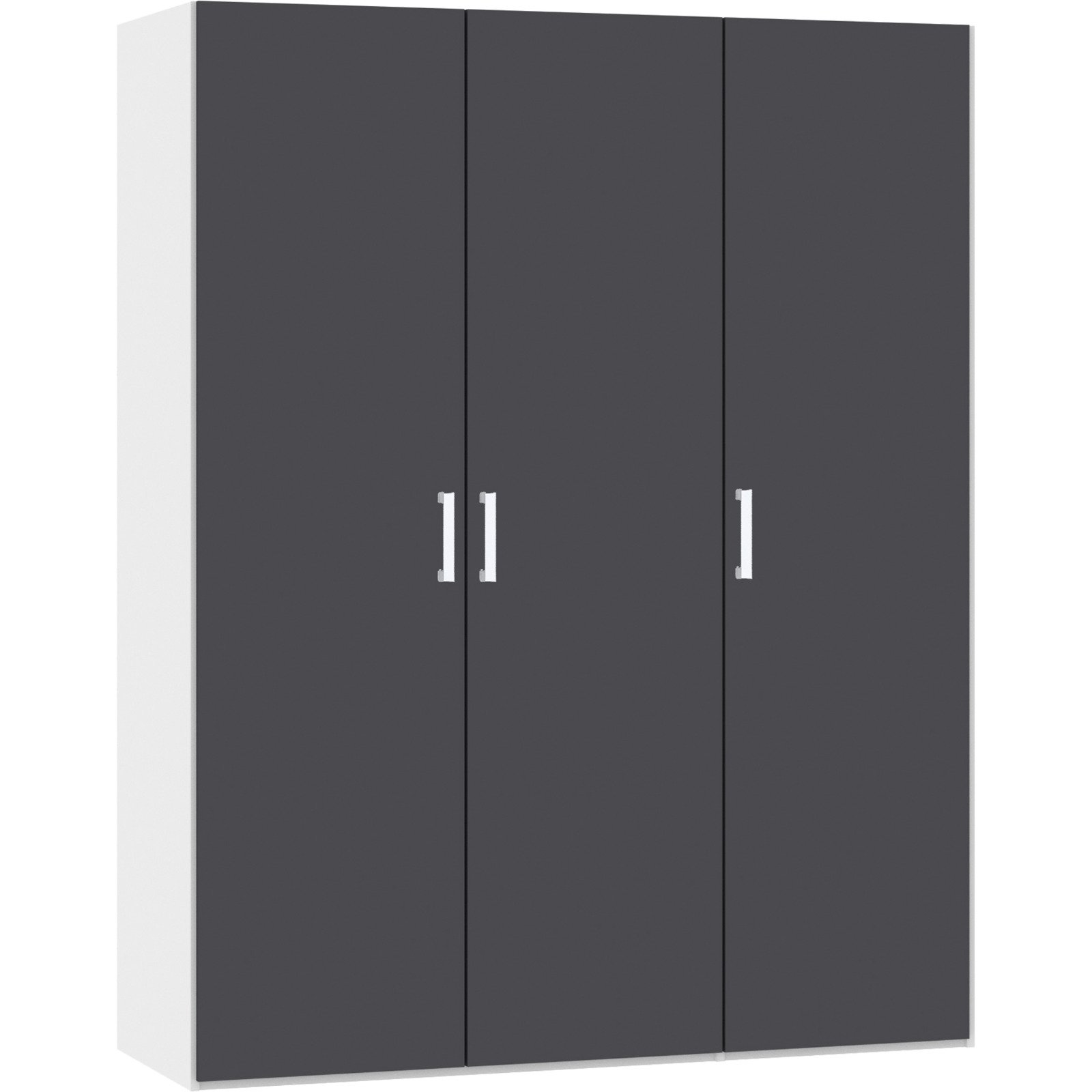 Drehtürenschrank Schweizer 113 Spanplatte melaminbeschichtet premiumweiss/anthrazit matt 153 x 215 x 59 cm