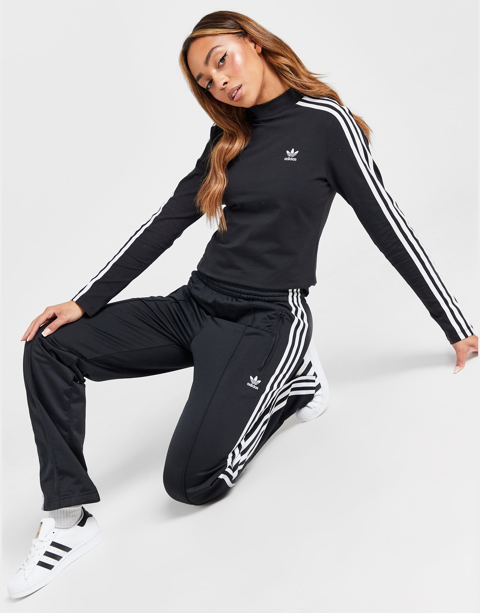 adidas Originals T-shirt manches longues col montant 3 bandes Adicolor Classics