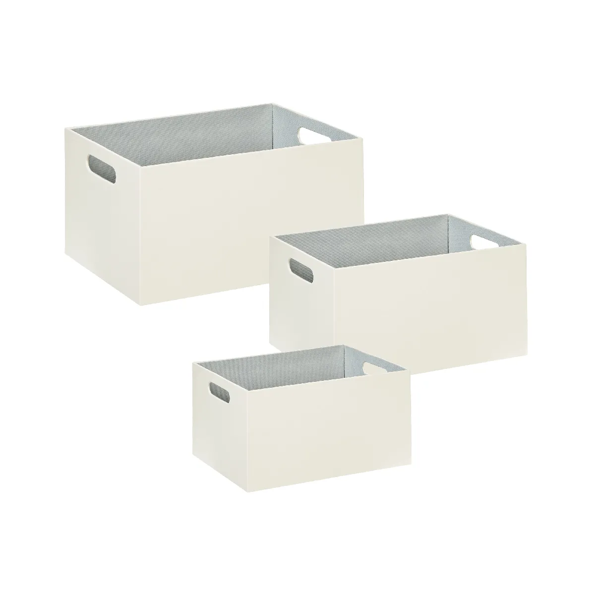 Beliani Lot de 3 Paniers Cuir PU Blanc Crème LARSA