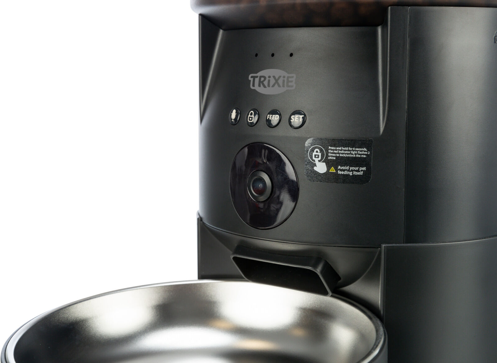 (3L) TX-C Smart Futterautomat Automatischer Haustier Futter Spender mit Kamera / App Steuerung (T24346) - Schwarz