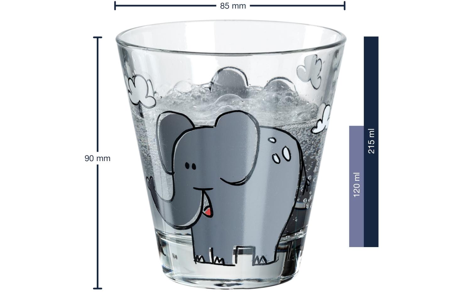 Kindertrinkglas Bambini Elefant, 215 ml, 6 StückTrinkgläser Set für Kinder