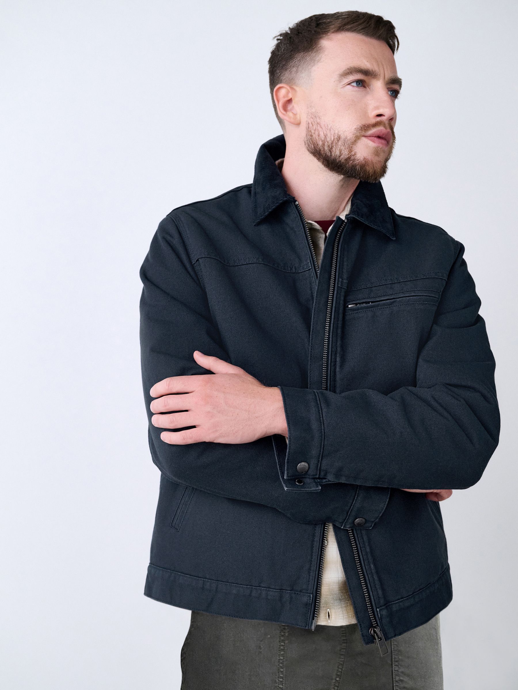 Blauw - Canvas Borg Lined Jacket