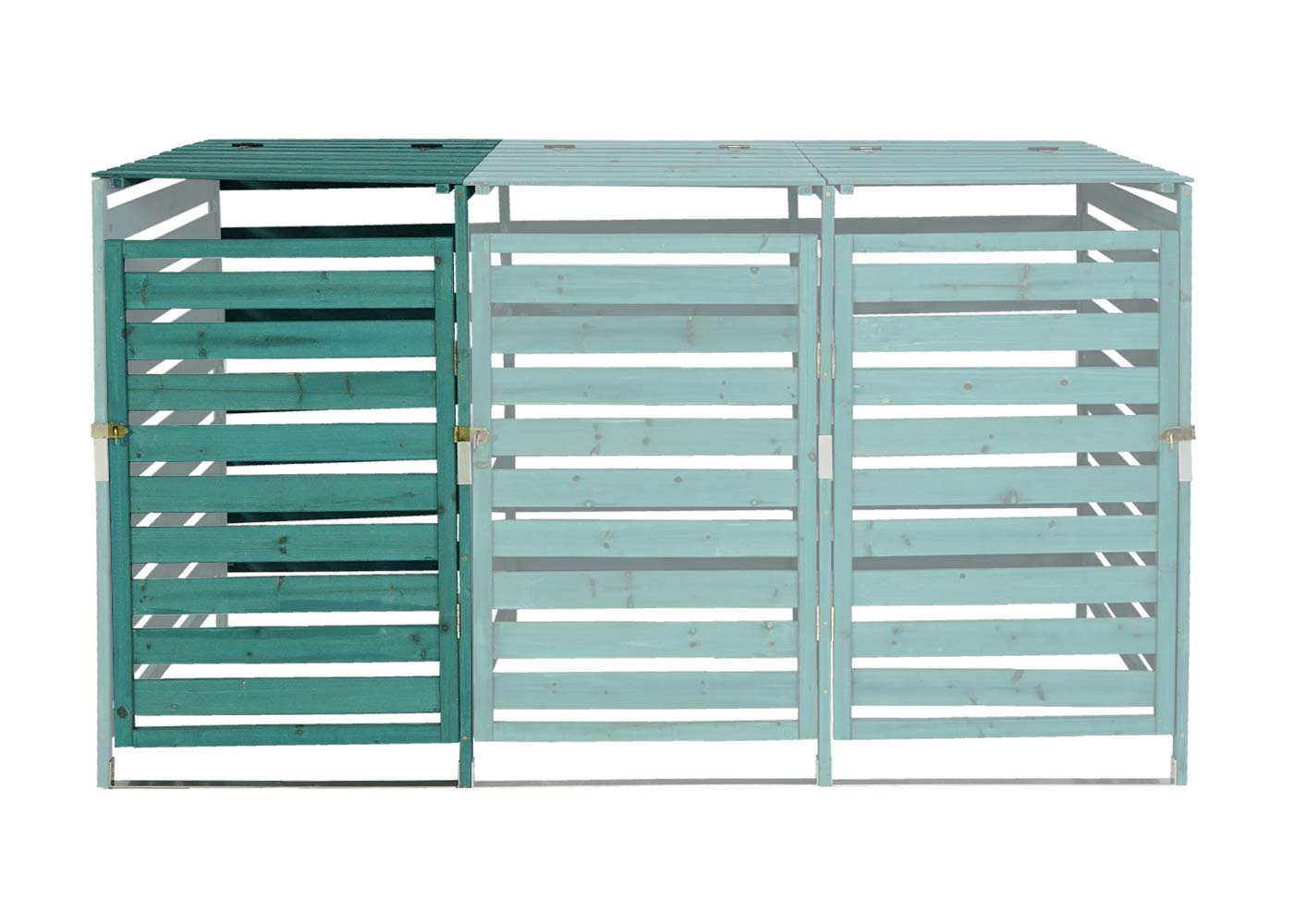 XL 1er-/2er-Mülltonnenverkleidung Erweiterung MCW-H62, Mülltonnenbox, 114x67x97cm Massiv-Holz ~ dunkelgrün