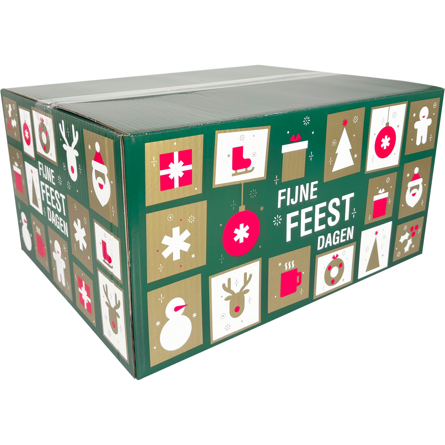 Kerstpakketdoos, Tegels, golfkarton, 45x35x23cm, Kerstmis, d,