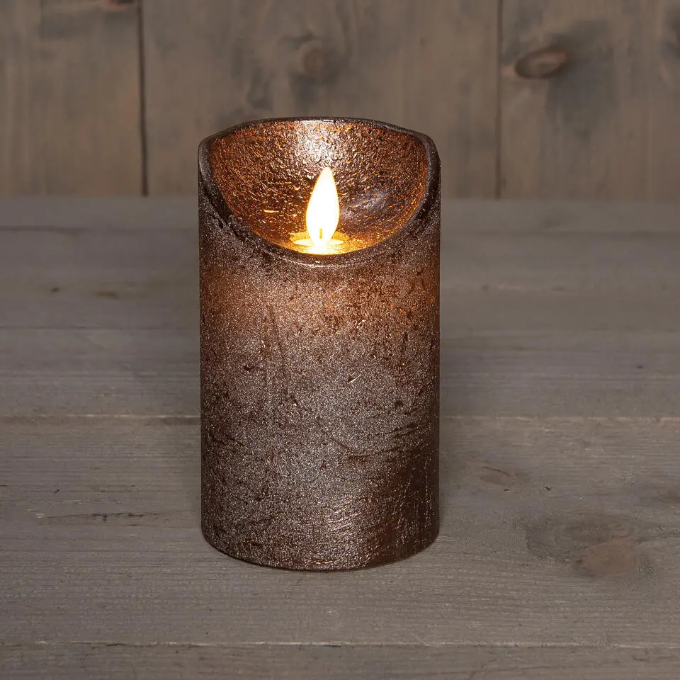 Anna's Collection Led stompkaars - brons - H12,5 x D7,5 cm - wax