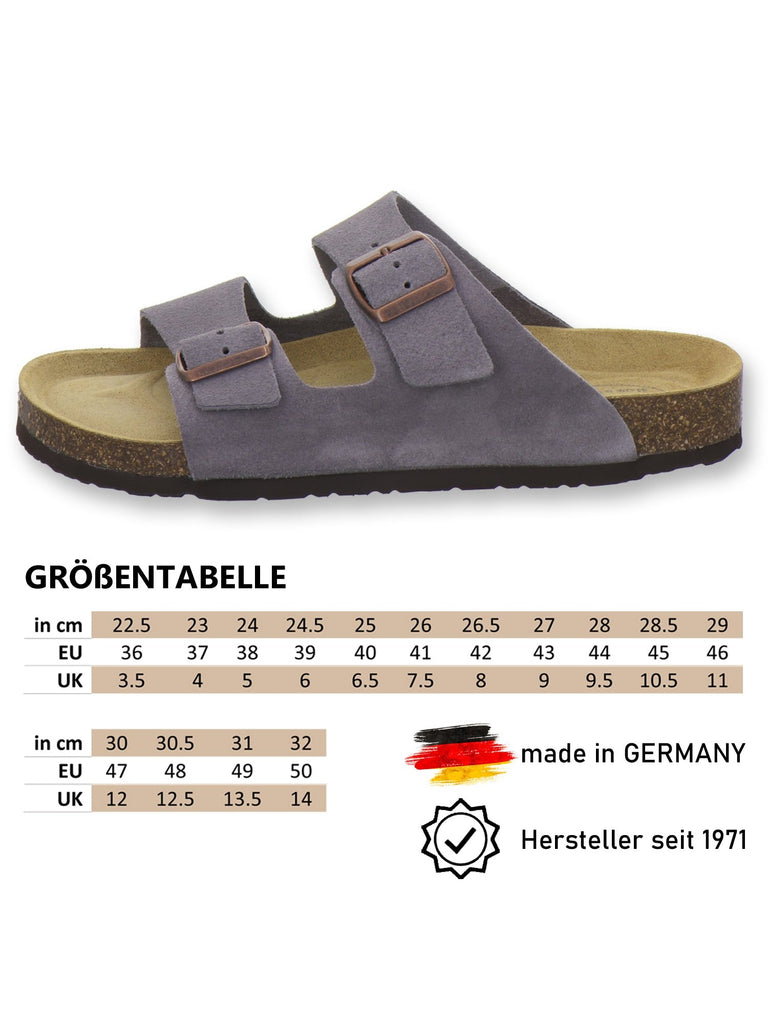Pantoletten Herren Leder Zweischnaller graphit