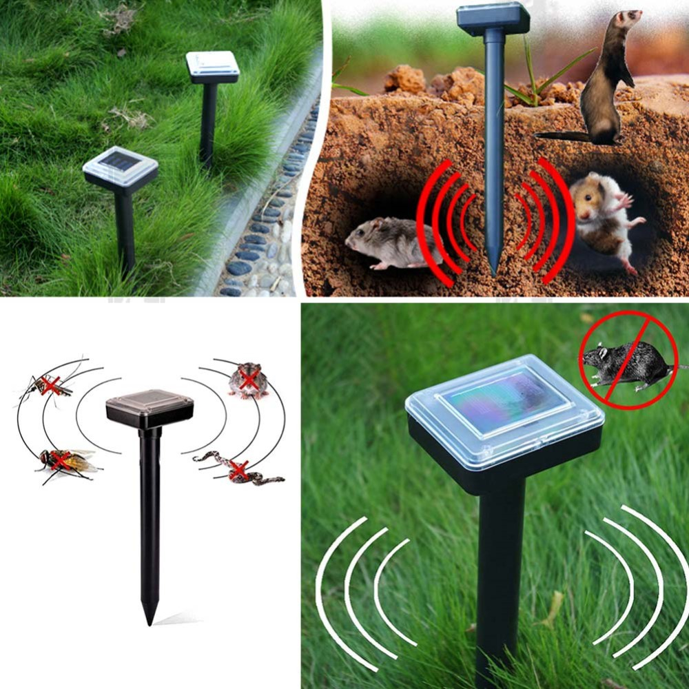 (2er Set) Ultraschall Schädlings Bekämpfer Wildtier Abwehr Infrarot Schreck (Solarbetrieben) - Schwarz