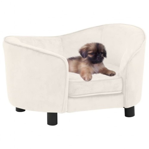 Sofá de pelúcia creme para cães Vidaxl