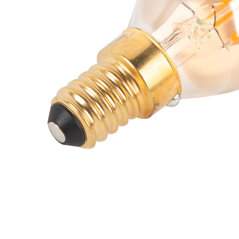Set van 5 E14 dimbare LED filament tipkaarslamp 240V 3W 250 lm