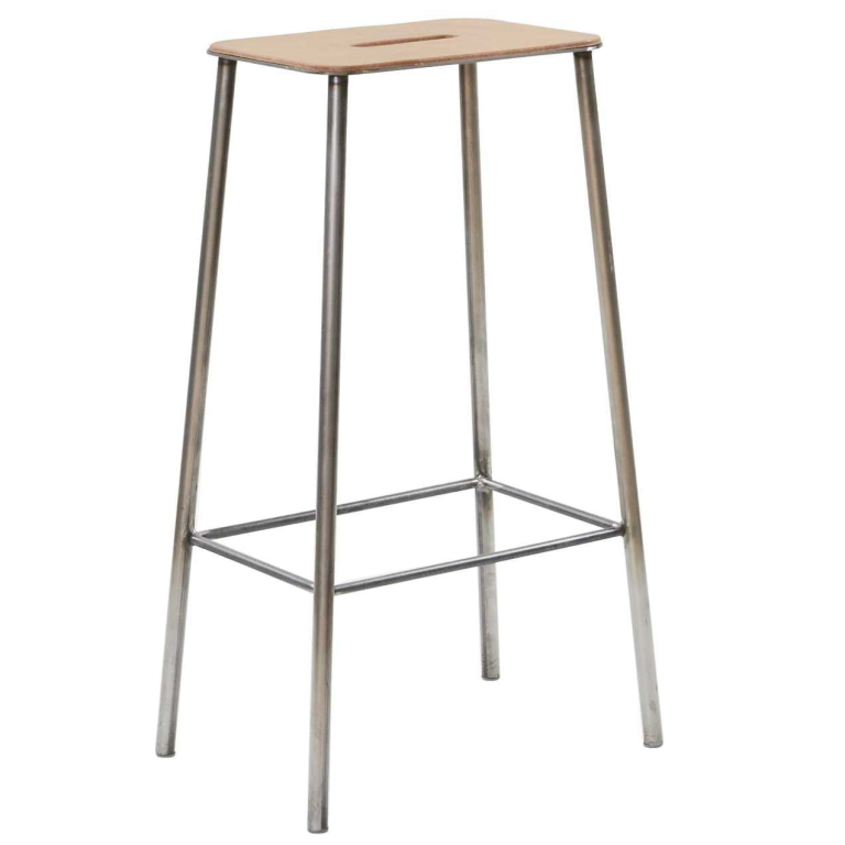 Frama Adam barkruk H76 naturel leer/staal