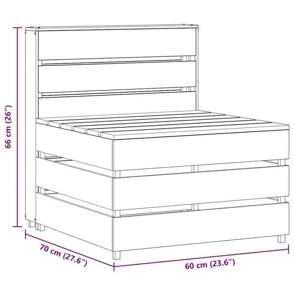 vidaXL - Tuinmiddenbank pallet - Grijs - Geïmpregneerd grenenhout - 60x70x66 cm