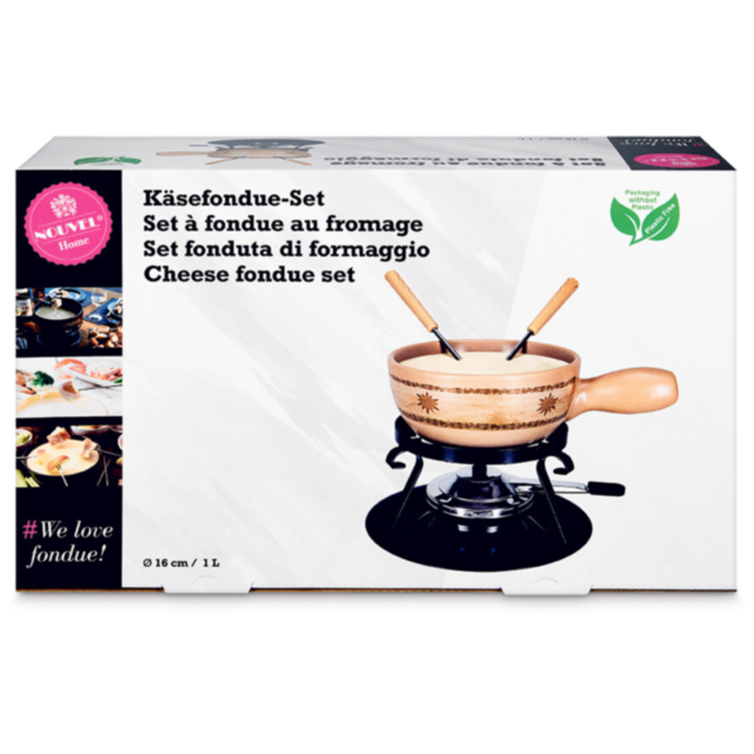 Käsefondue-Set Edelweissband aus Keramik 5-teilig