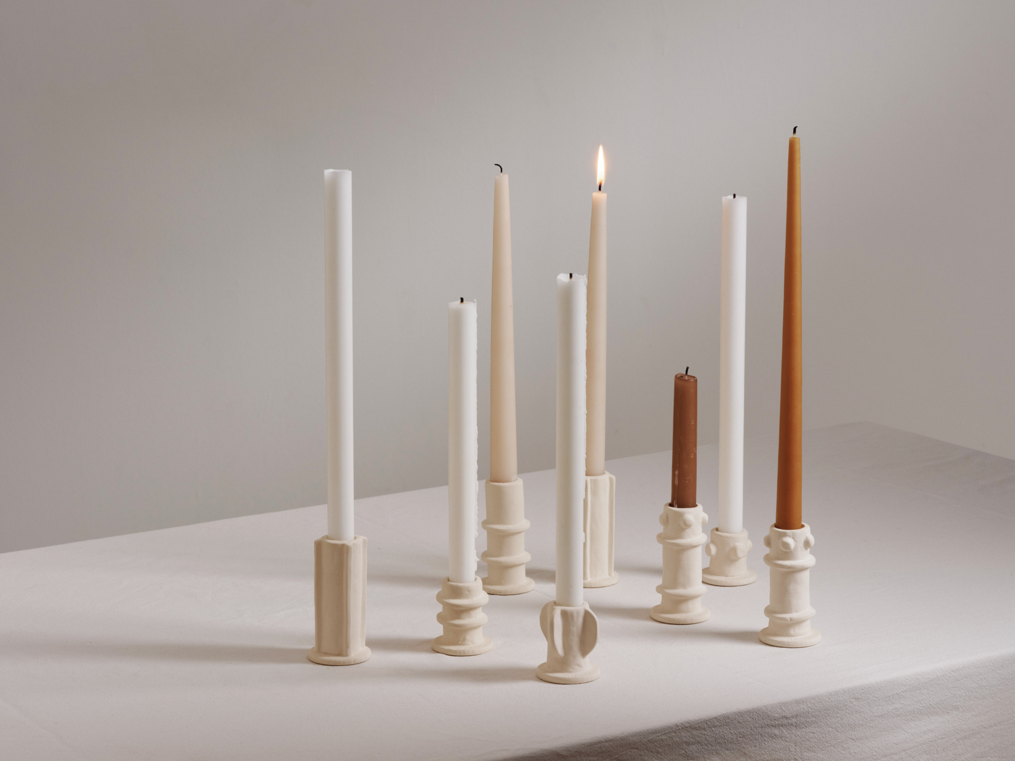 Kandelaar Molly 03 beige - set van 3